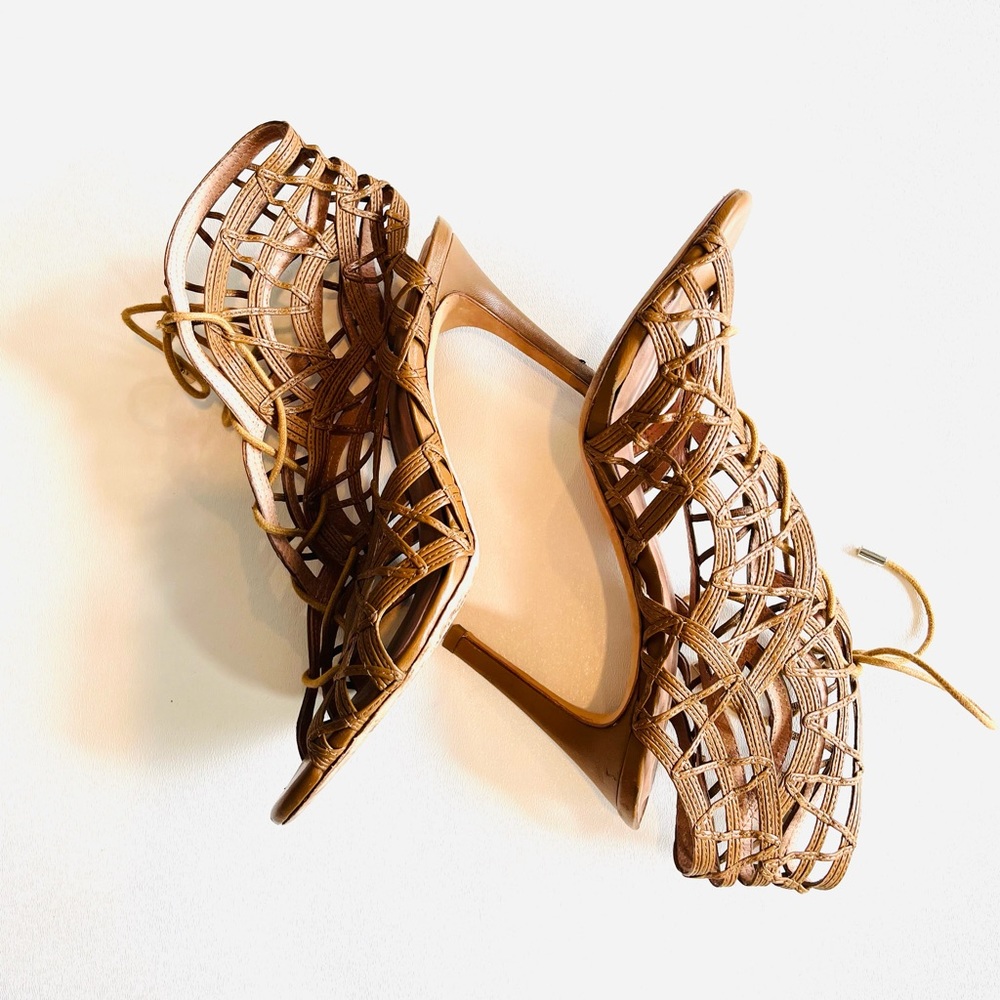 JOIE Leah Leather Caged Lace Up Sandal